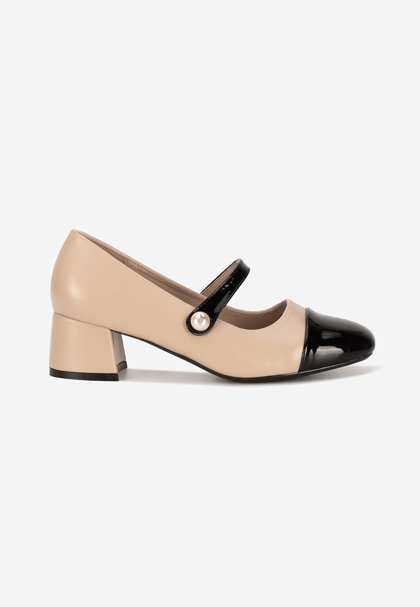 Pantofi cu toc gros Blety bej