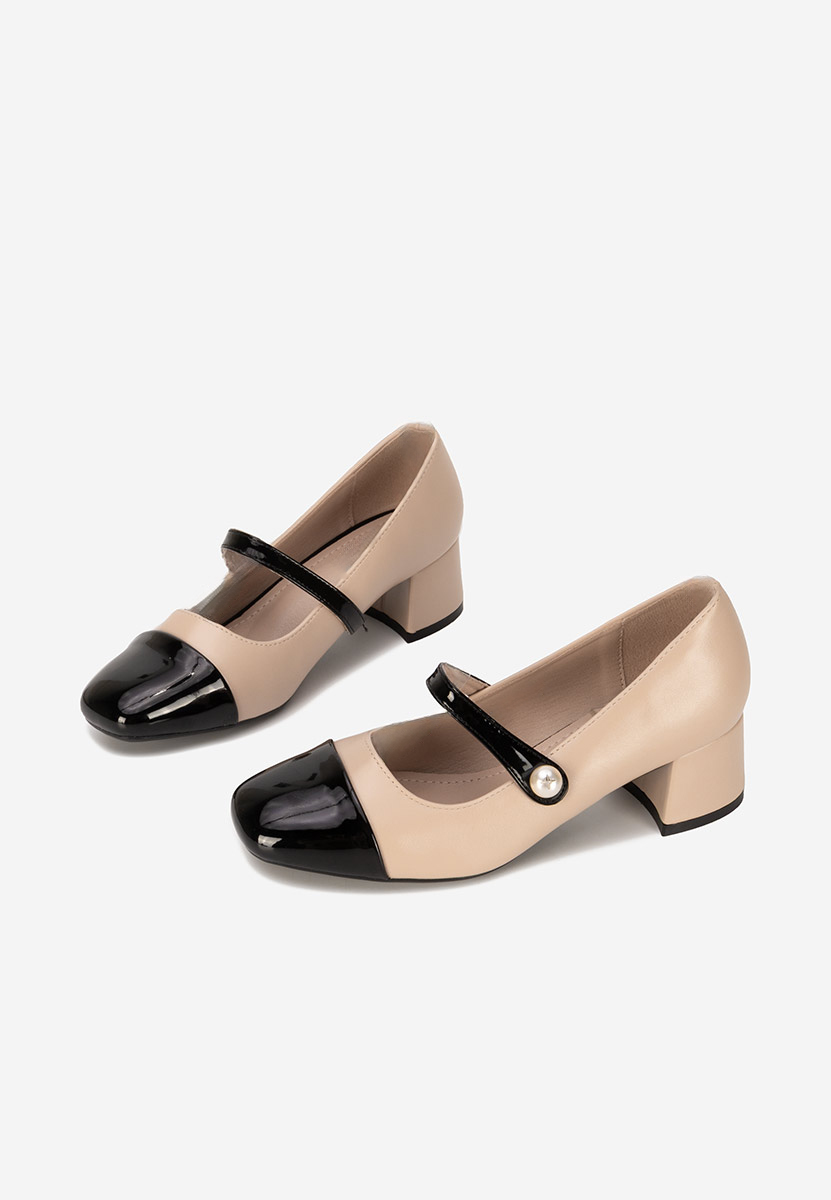 Pantofi cu toc gros Blety bej