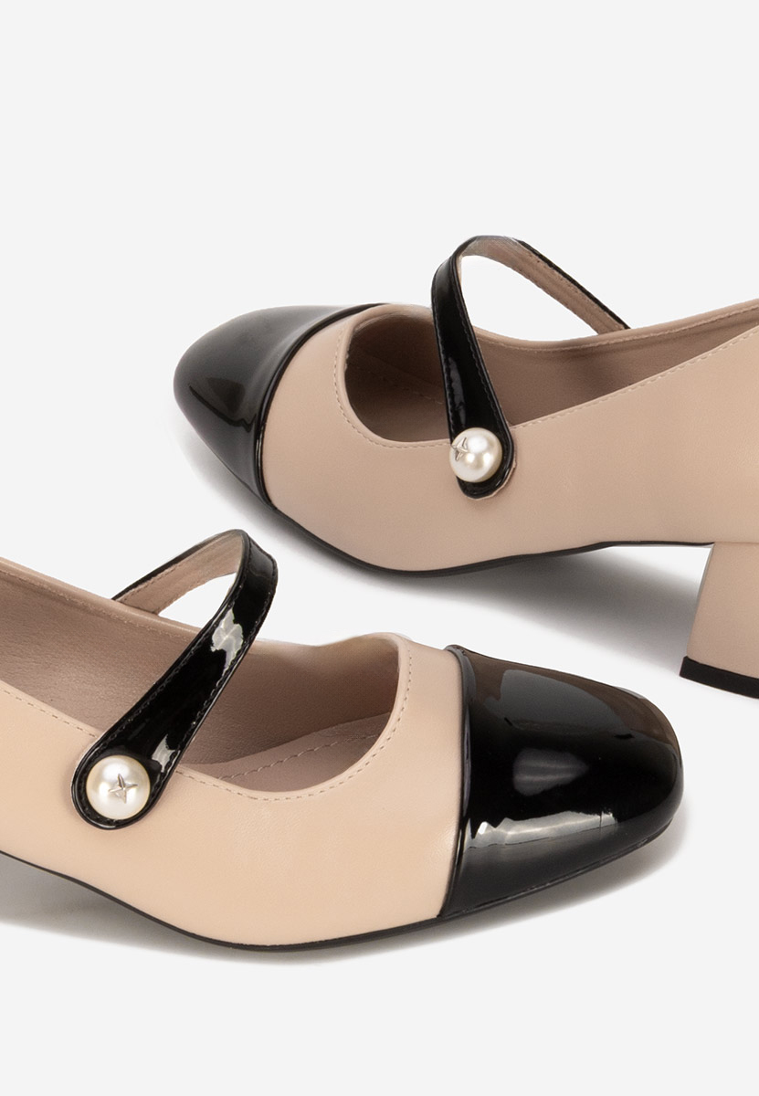 Pantofi cu toc gros Blety bej