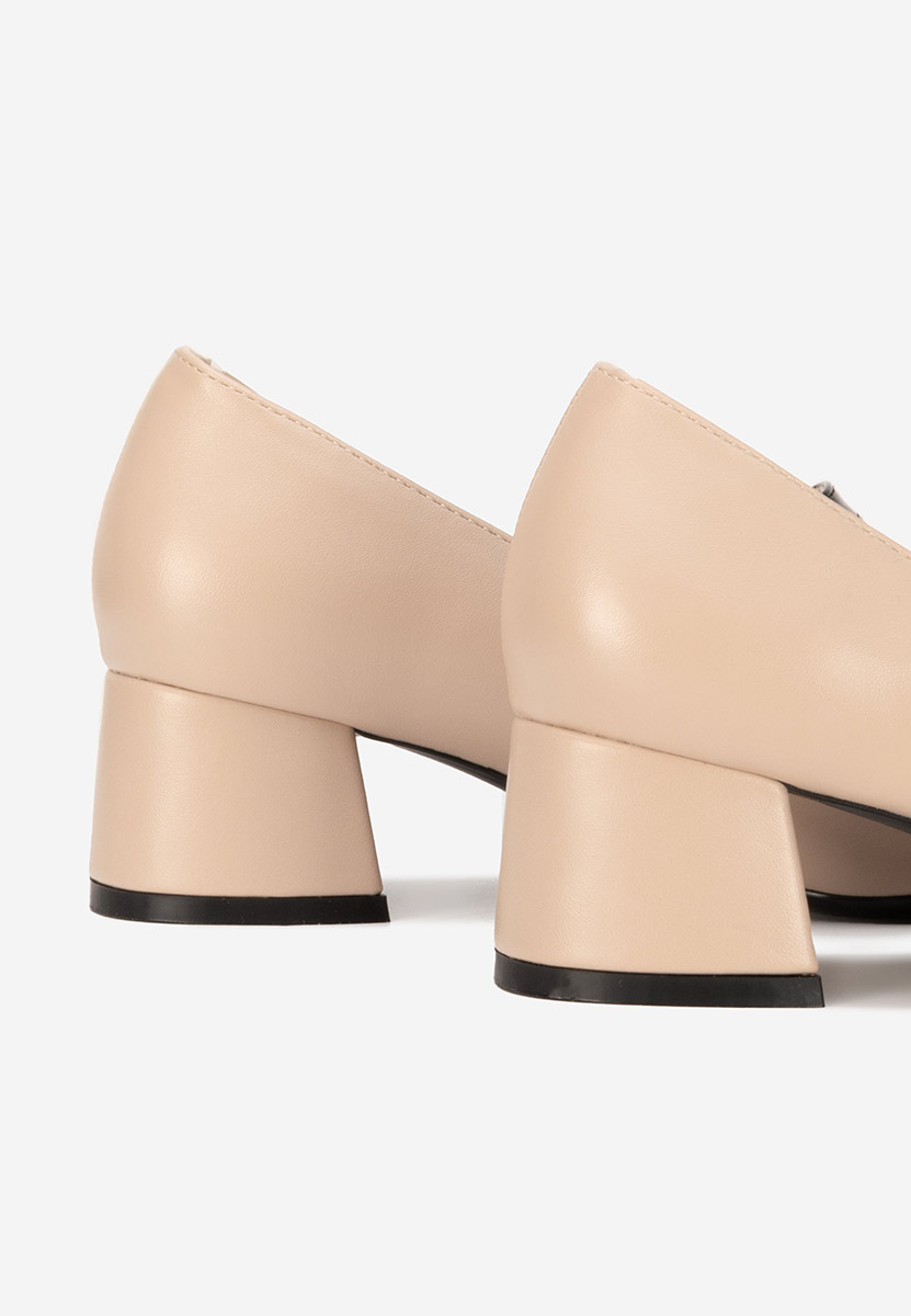 Pantofi cu toc gros Blety bej