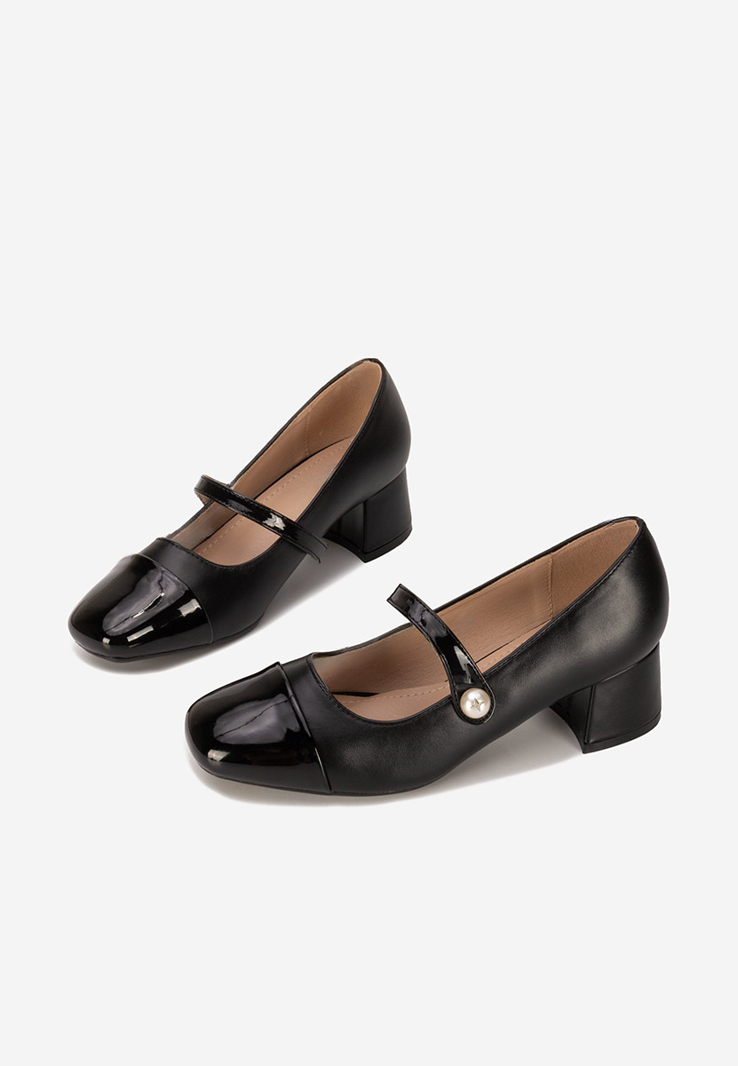 Pantofi cu toc gros Blety negri