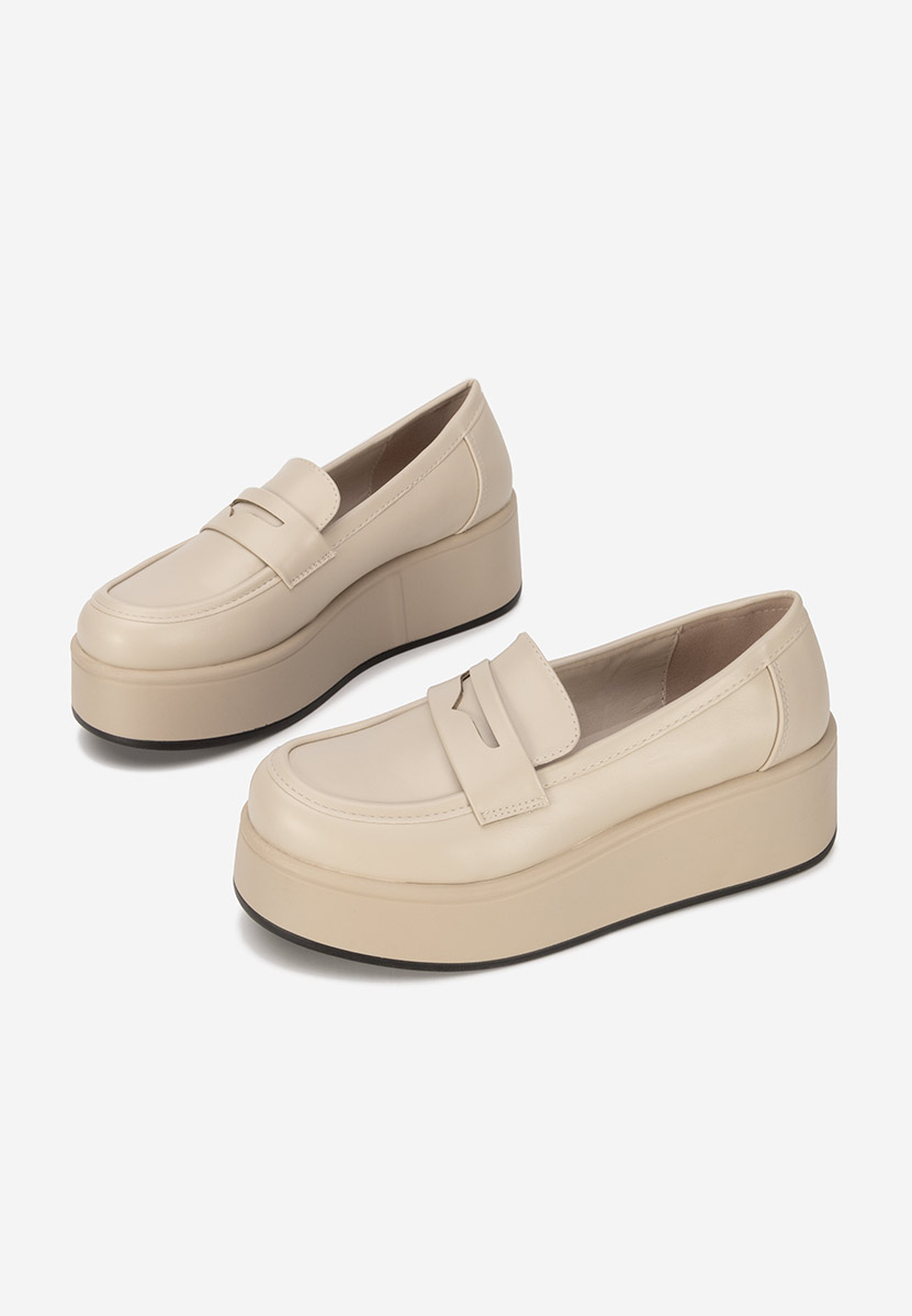 Mocasini cu platformă Minky bej