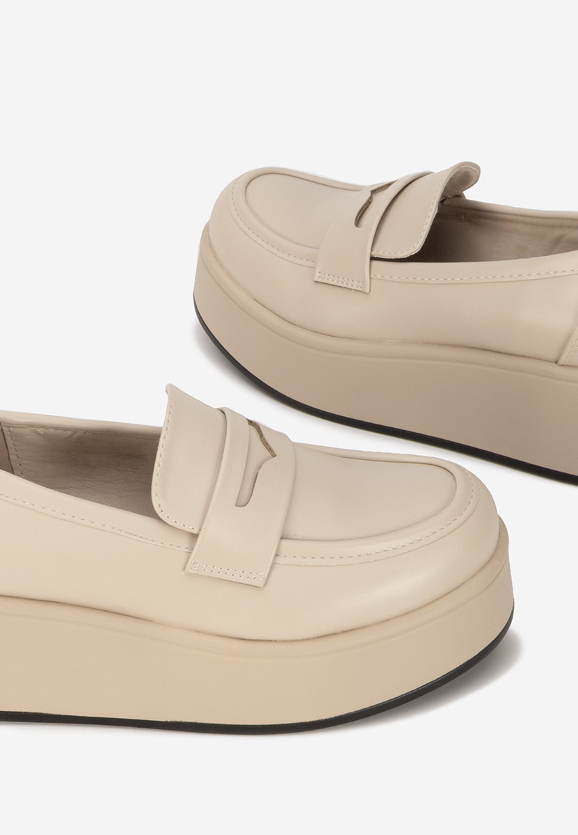 Mocasini cu platformă Minky bej