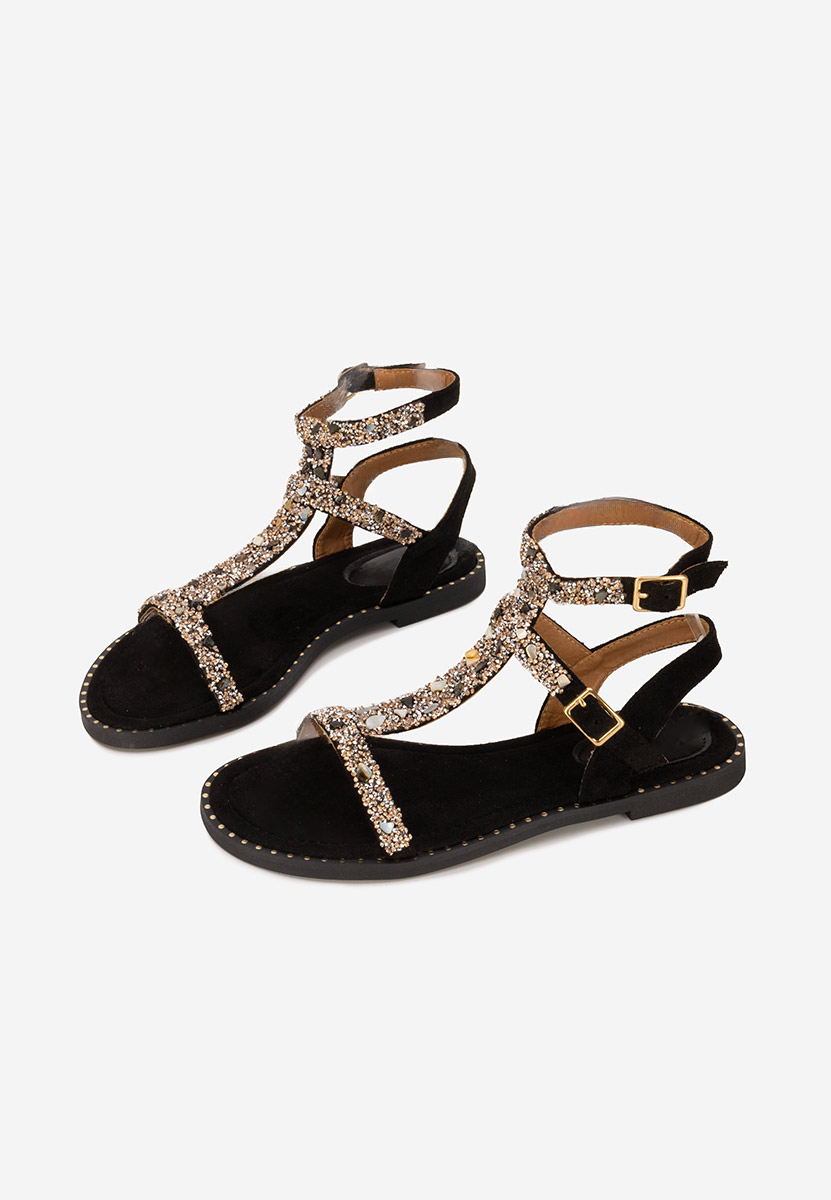 Sandale dama fara toc Medinia negre