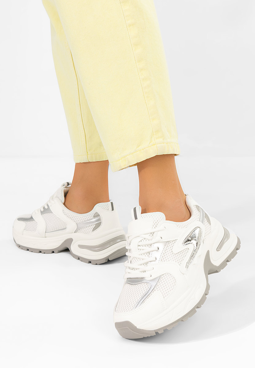 Sneakers cu platforma Ismira albi