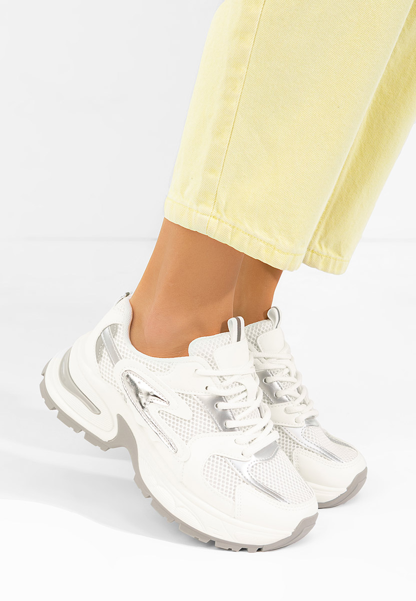 Sneakers cu platforma Ismira albi