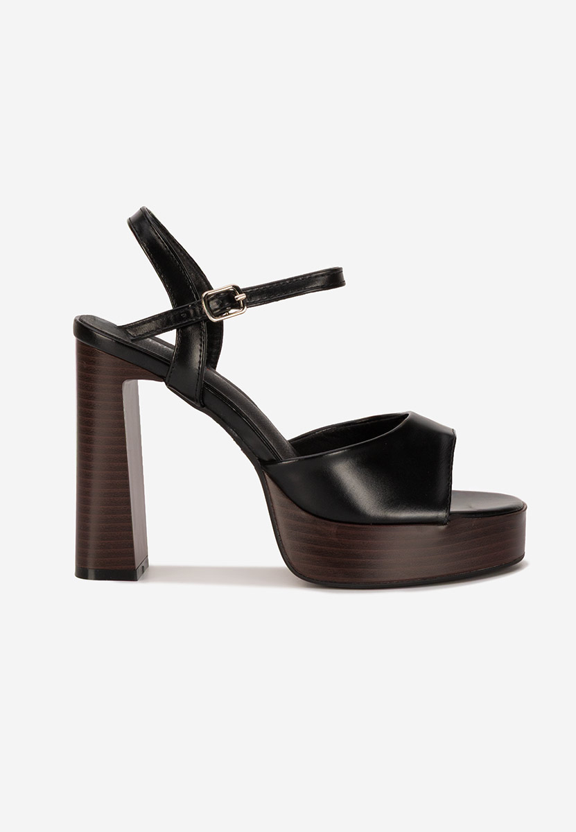 Sandale cu toc gros si platforma Kady negre