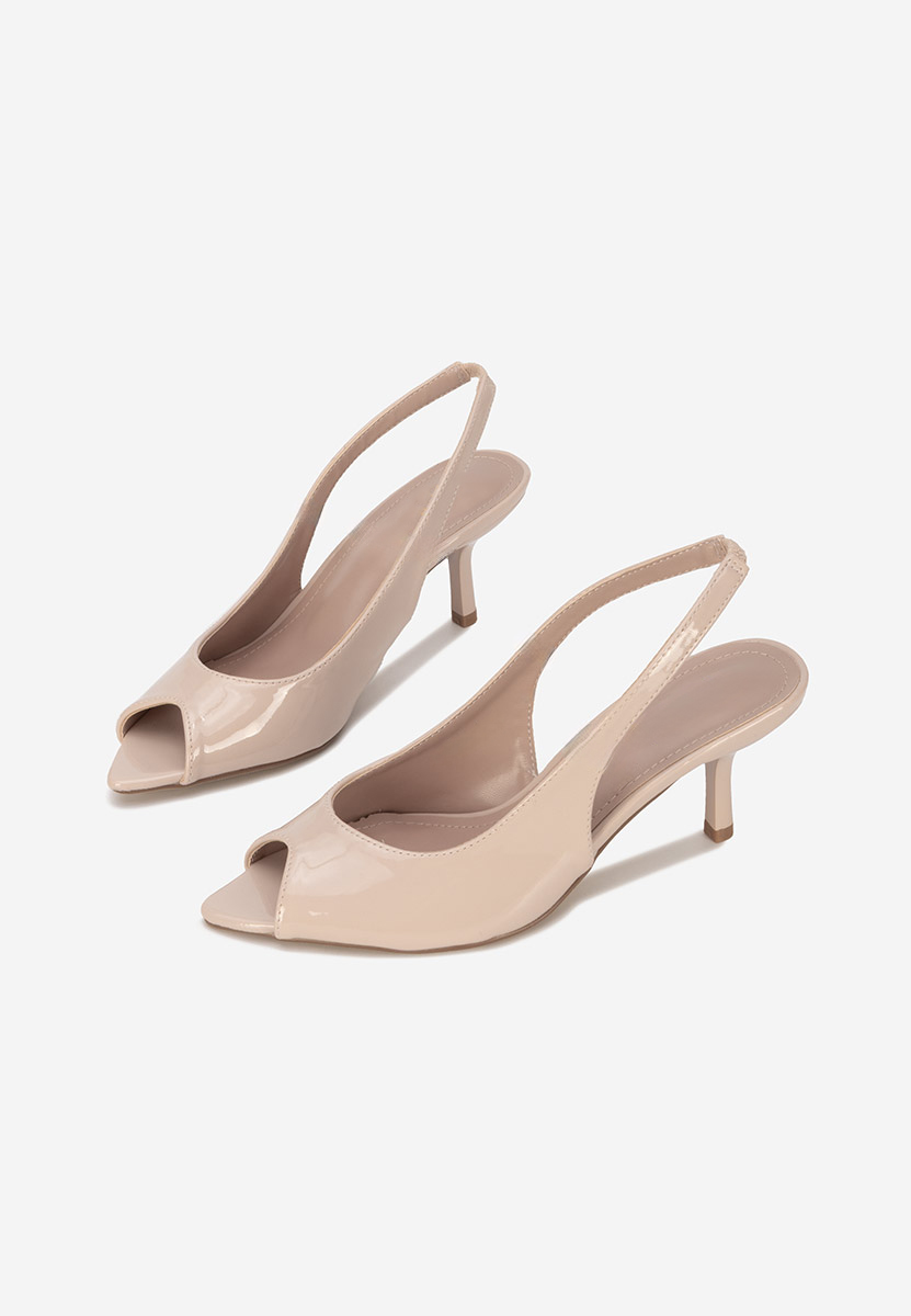 Sandale cu toc subtire Naressa nude