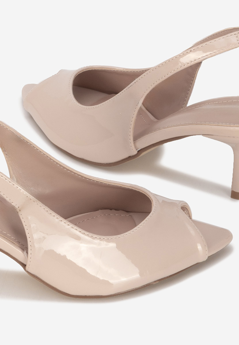 Sandale cu toc subtire Naressa nude