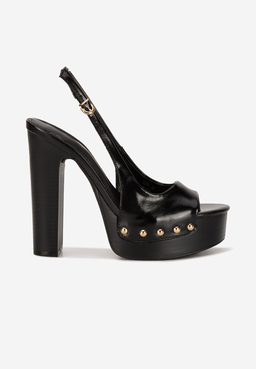Sandale cu toc gros si platou Izabella negre
