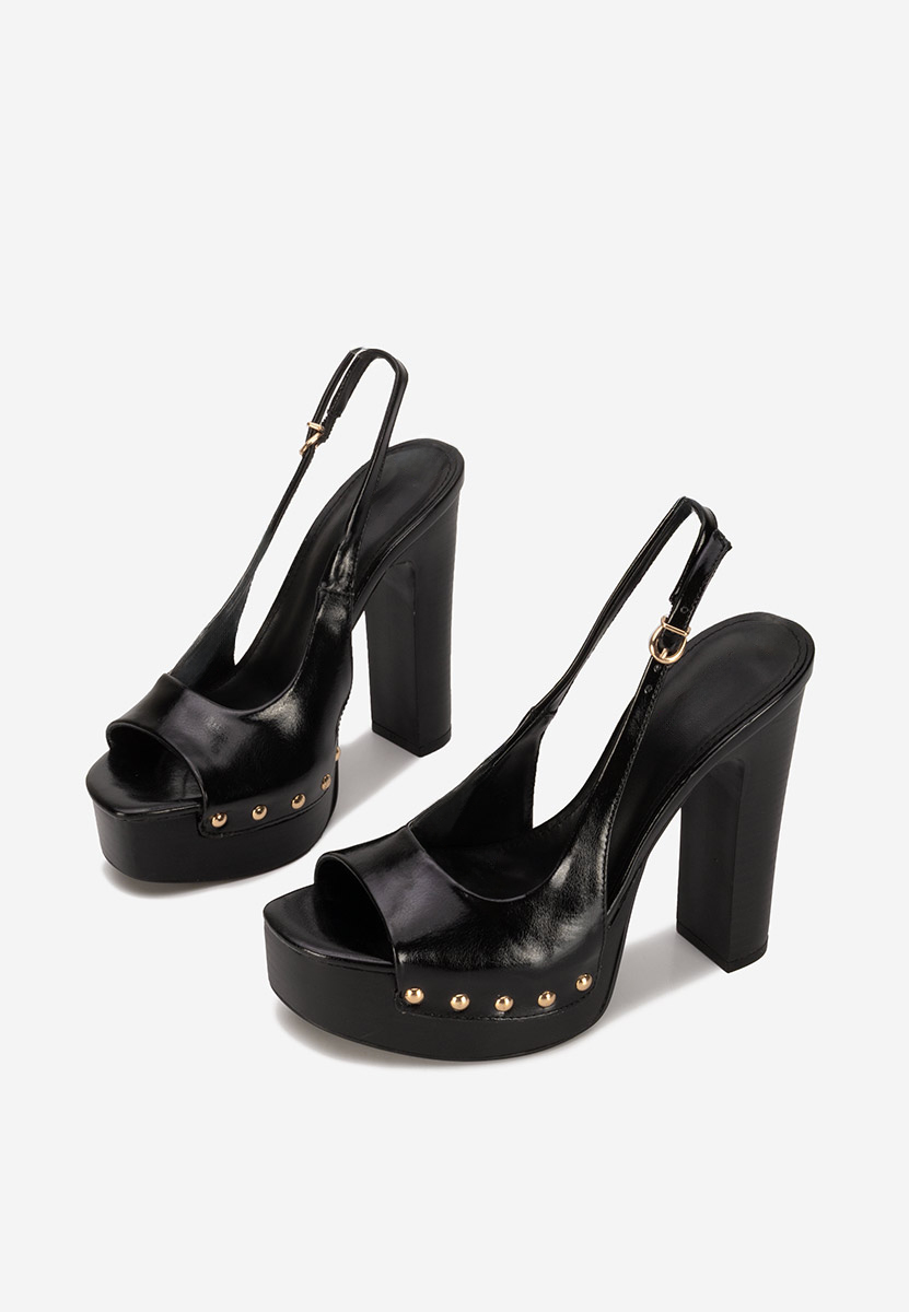 Sandale cu toc gros si platou Izabella negre