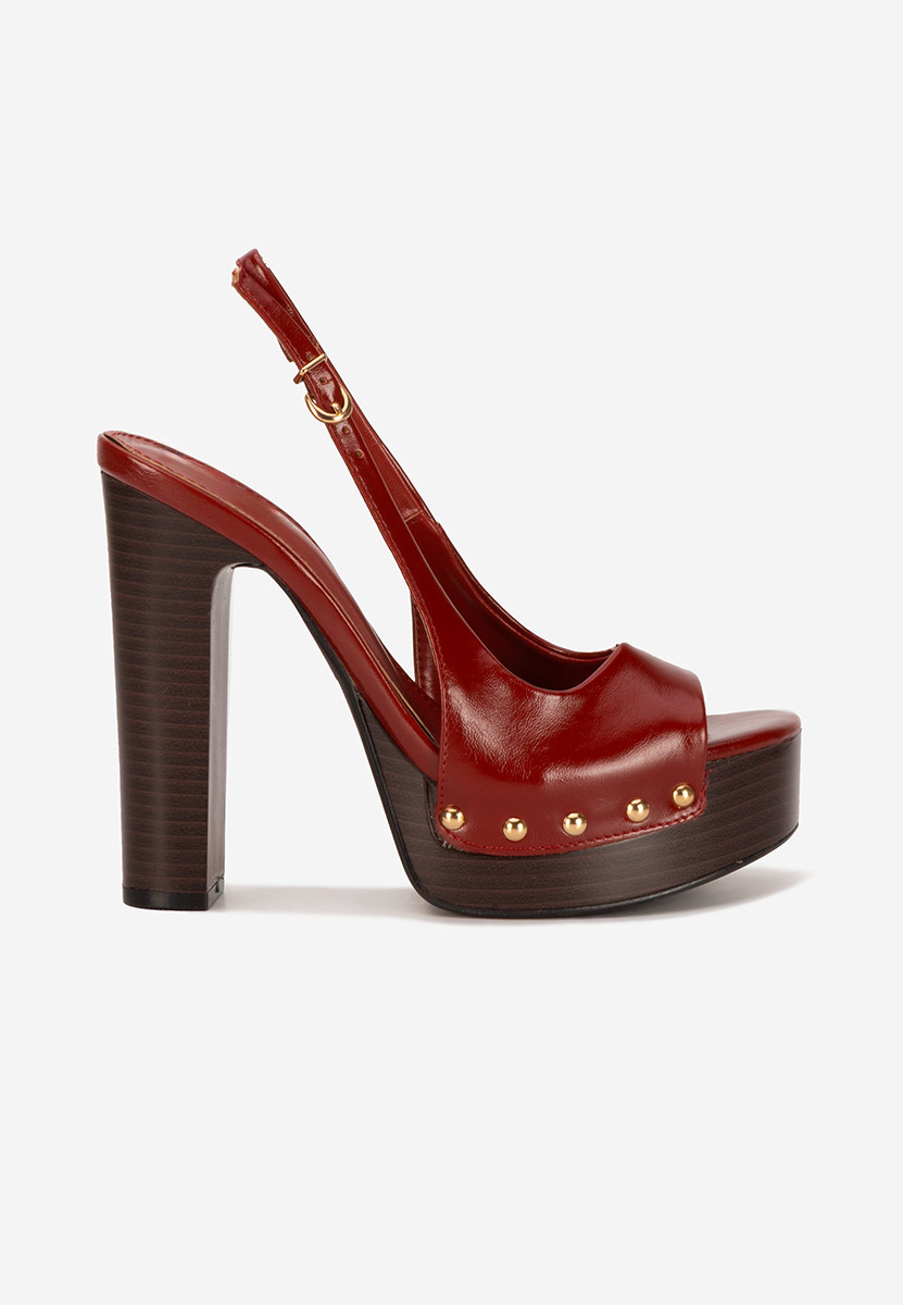 Sandale cu toc gros si platou Izabella grena