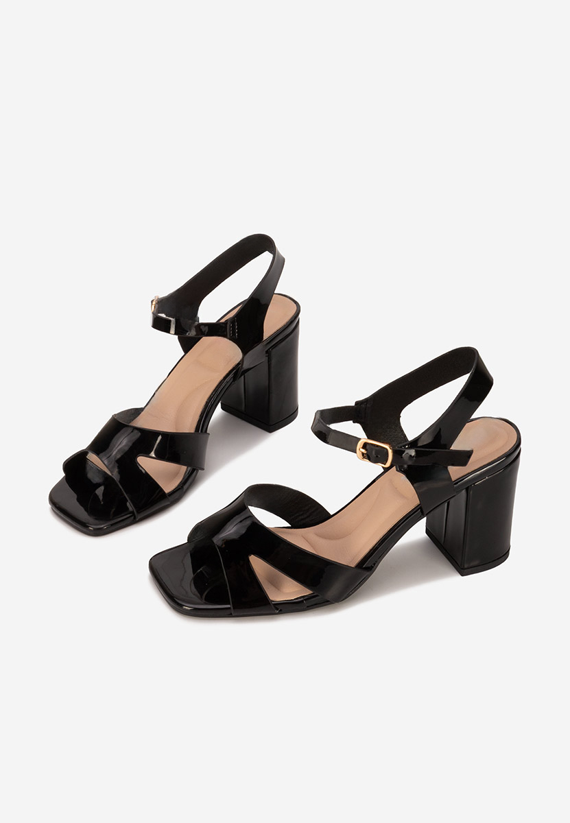 Sandale cu toc gros Iustima negre
