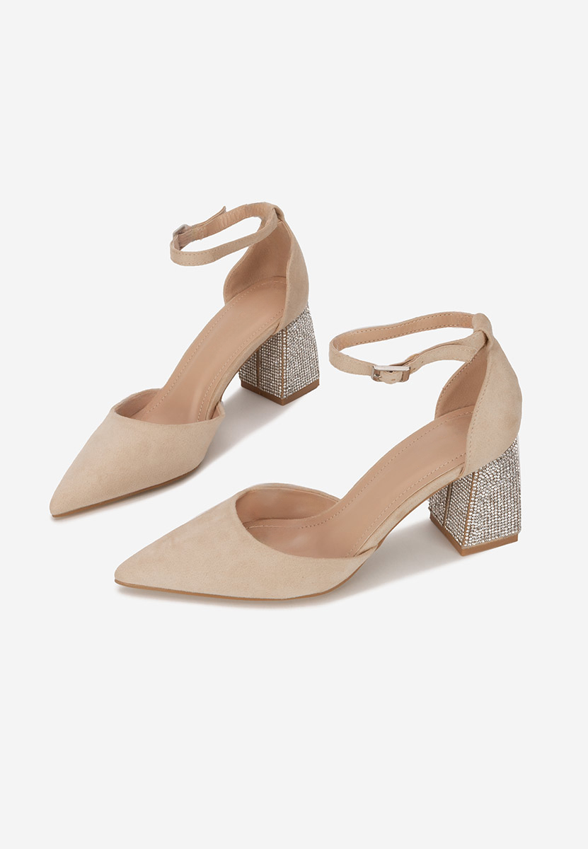 Pantofi cu toc gros Ivette bej