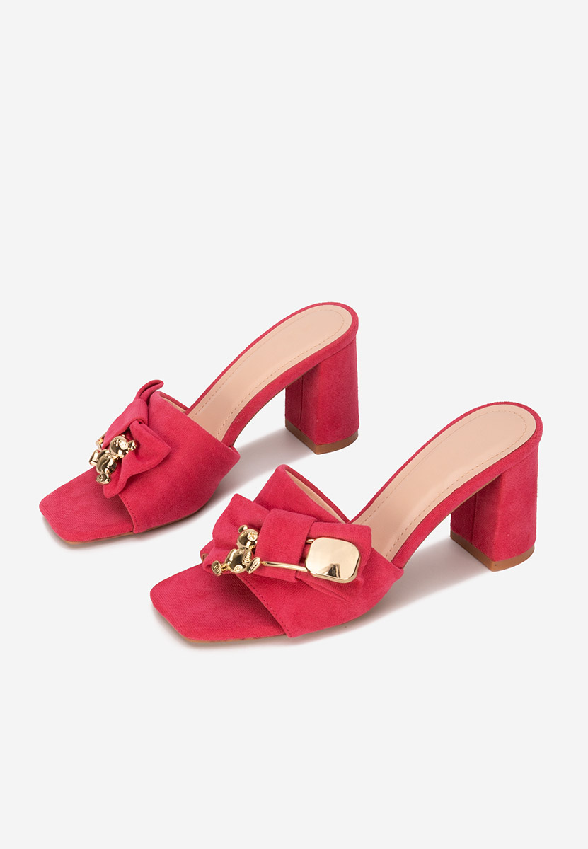 Papuci cu toc gros Aerina fucsia
