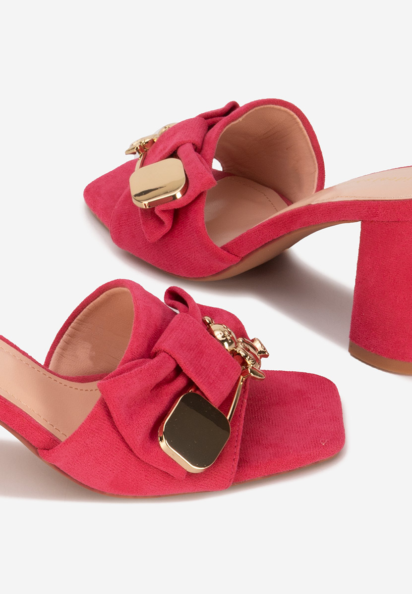 Papuci cu toc gros Aerina fucsia