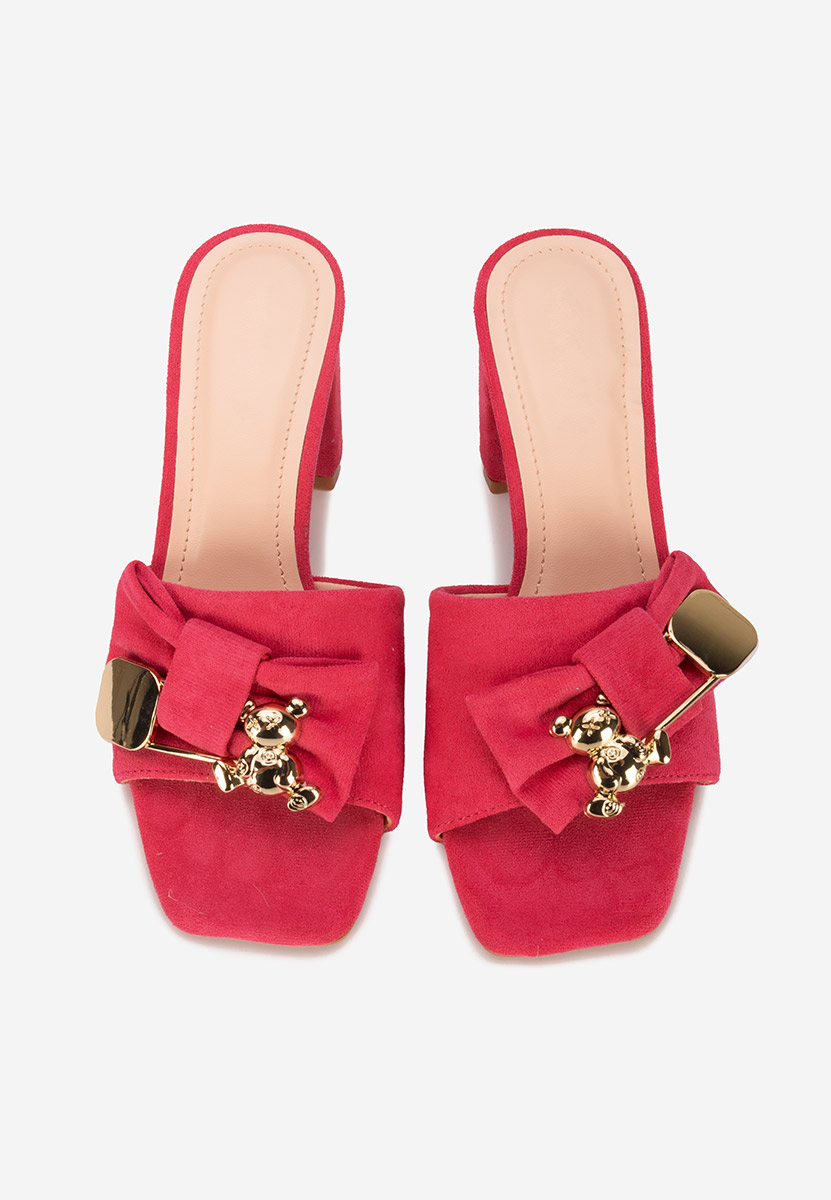 Papuci cu toc gros Aerina fucsia
