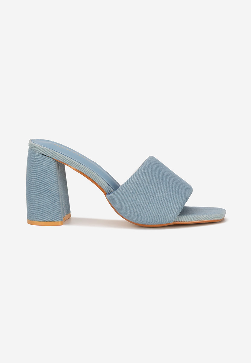 Papuci cu toc gros Miralys denim