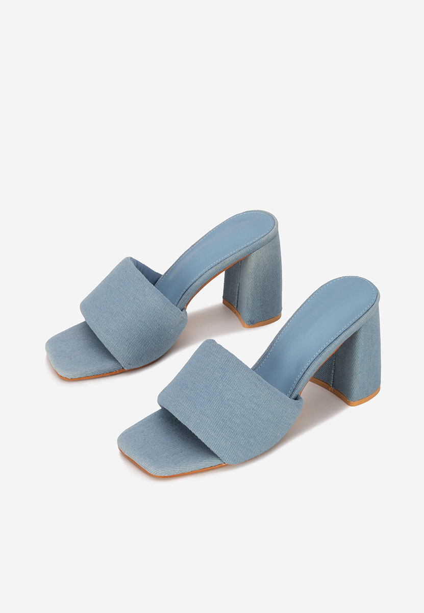Papuci cu toc gros Miralys denim
