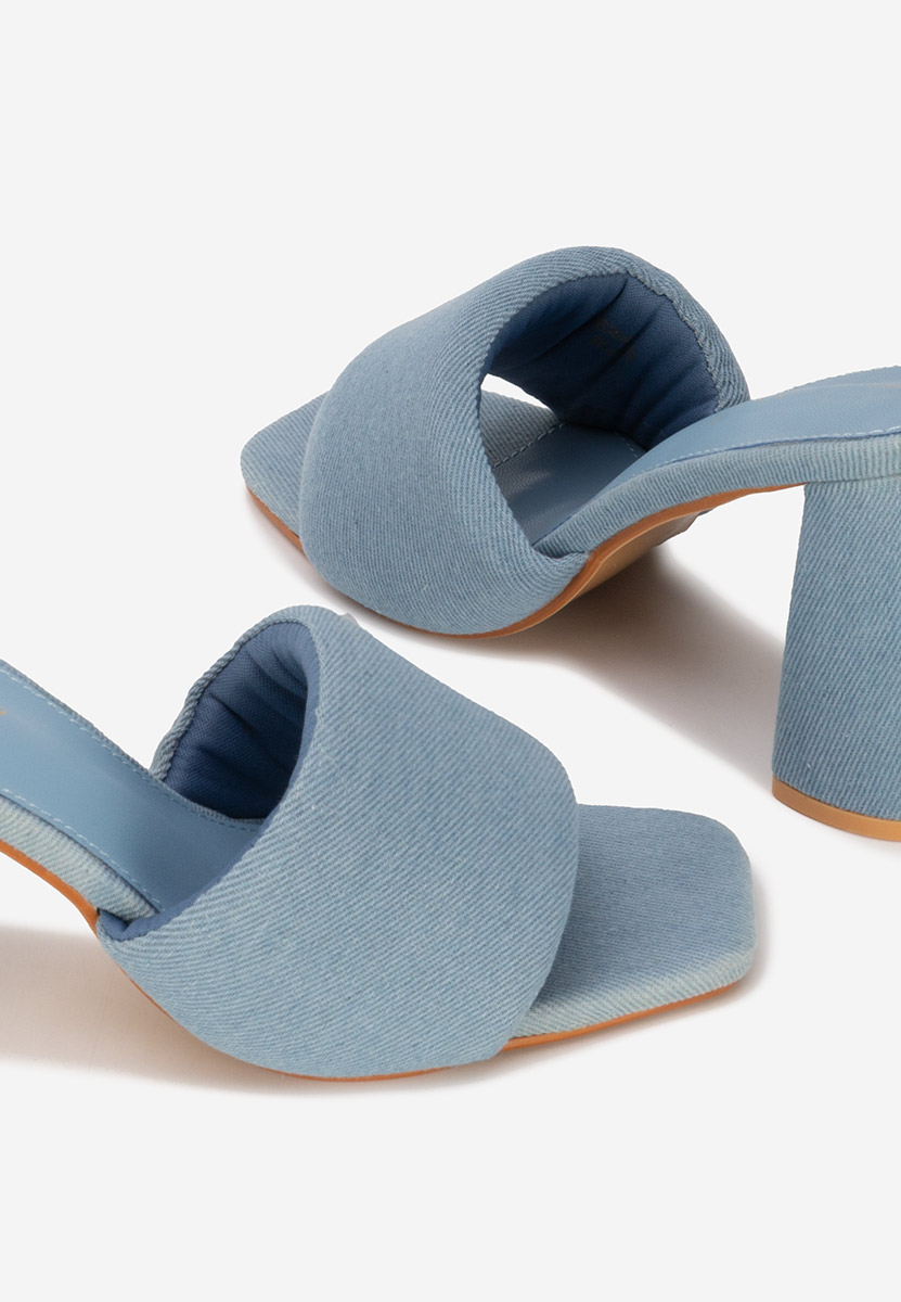 Papuci cu toc gros Miralys denim