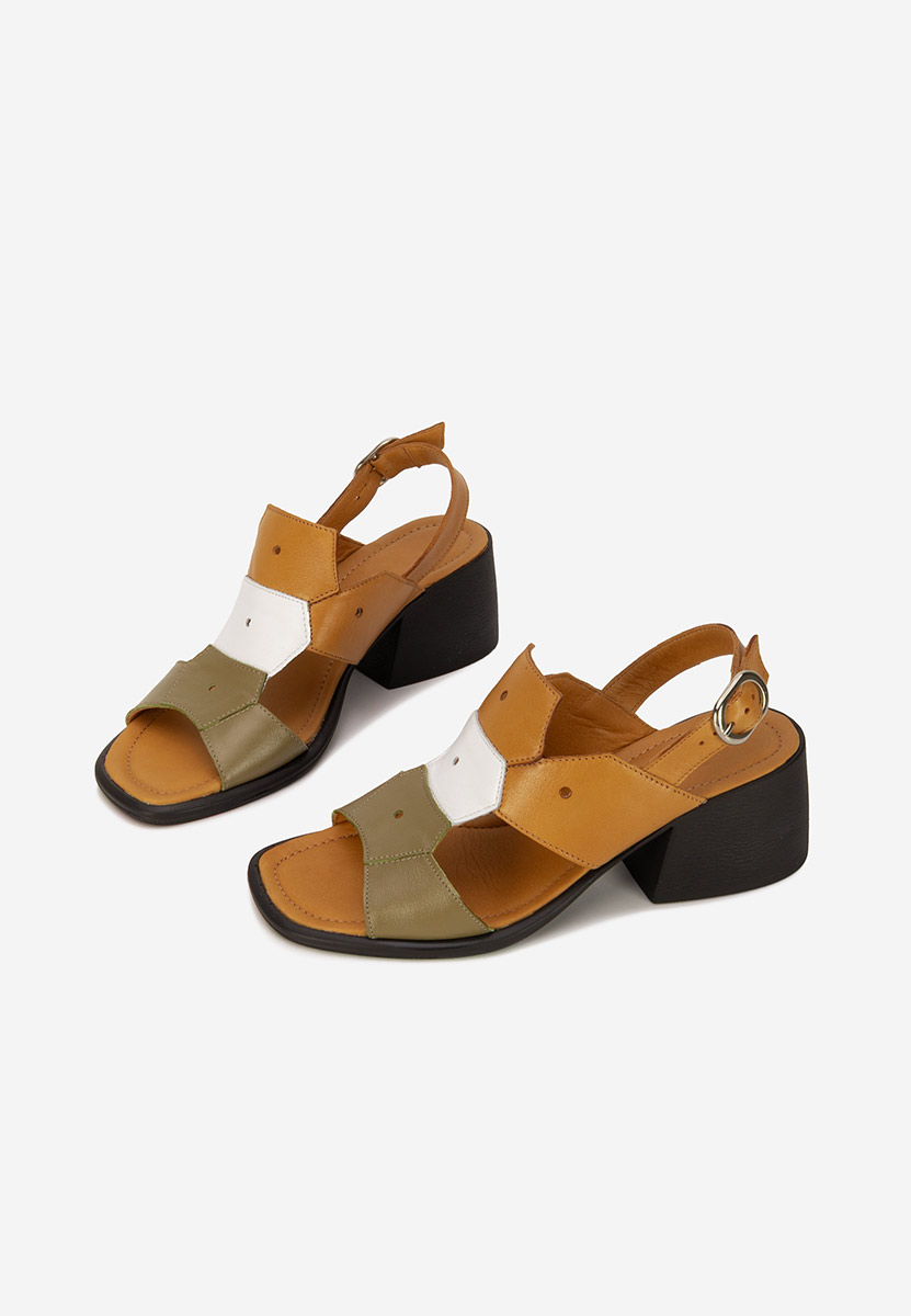 Sandale piele naturală Elvirea multicolore