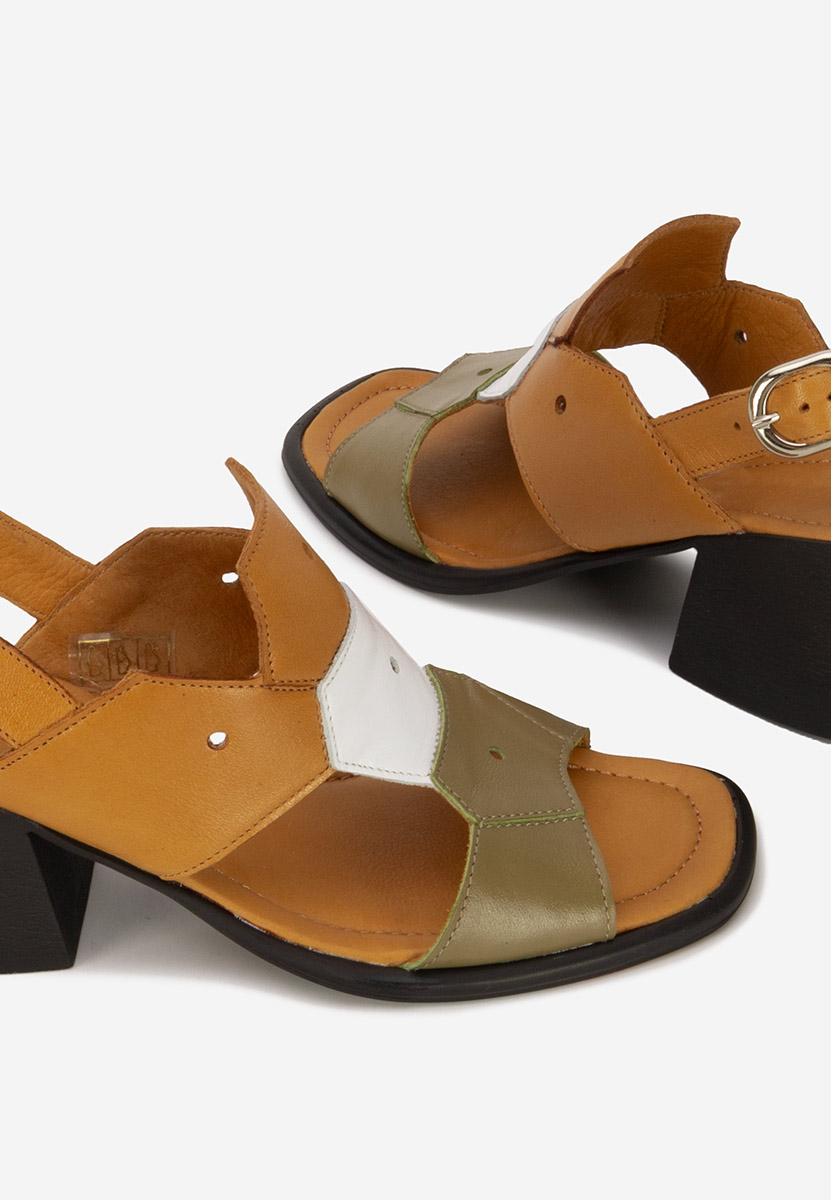 Sandale piele naturală Elvirea multicolore