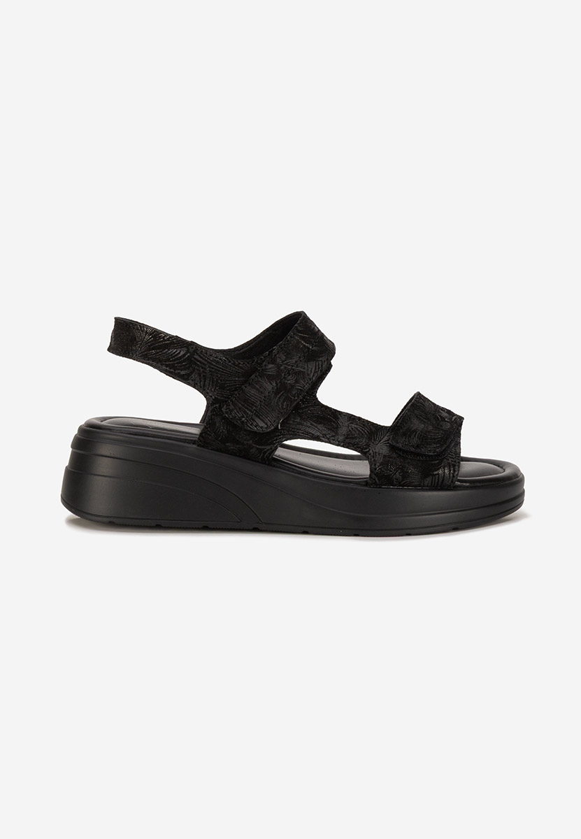 Sandale cu platformă piele Justinia negre