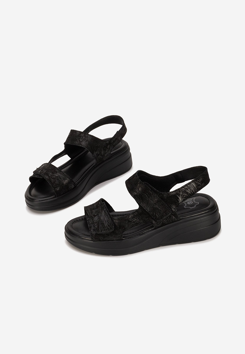 Sandale cu platformă piele Justinia negre