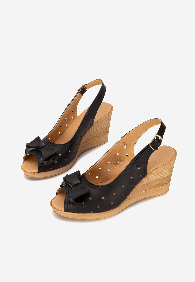 Sandale cu platforma piele Breta negre