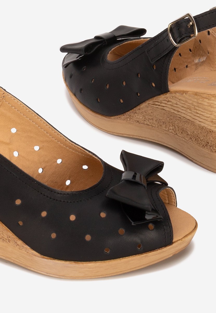 Sandale cu platforma piele Breta negre