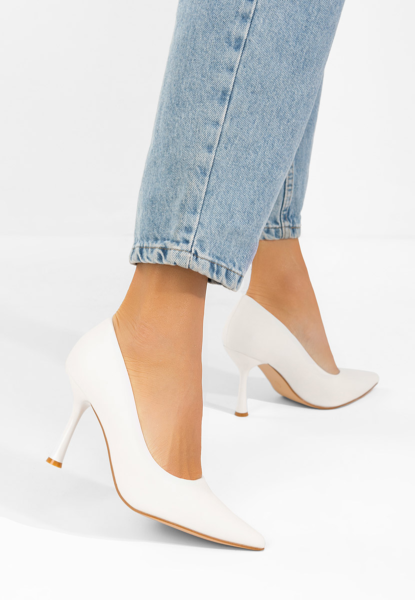 Pantofi cu toc stiletto Anuria albi