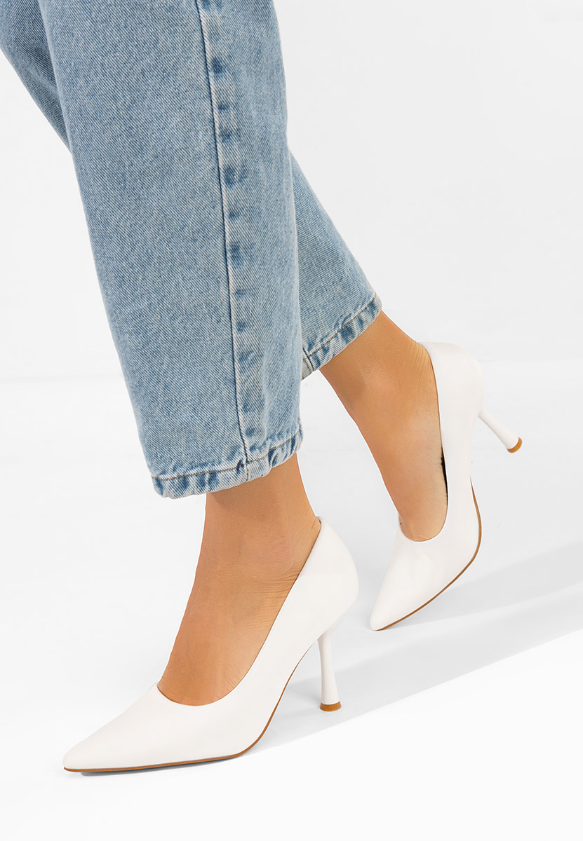 Pantofi cu toc stiletto Anuria albi