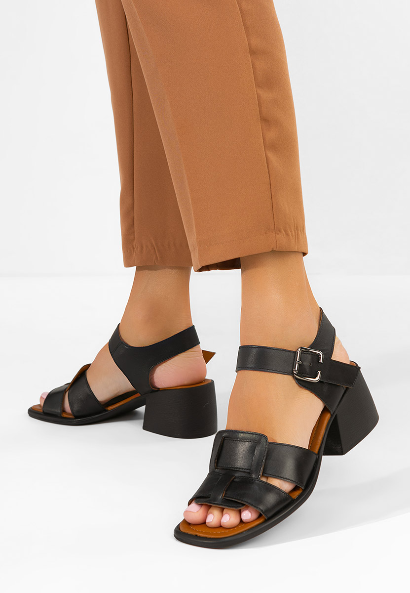 Sandale piele naturala Edelina negre