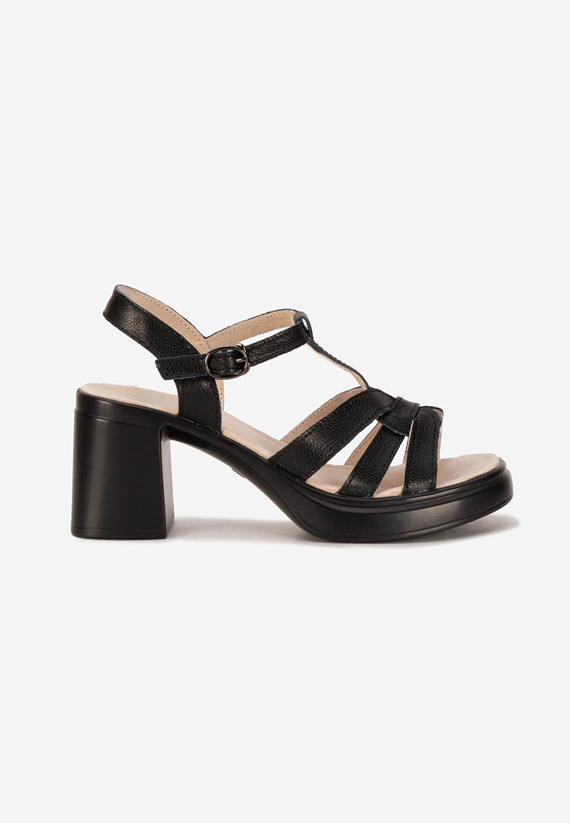 Sandale cu toc gros Rafalya negre