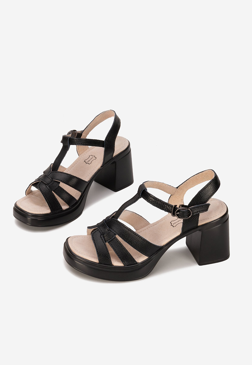 Sandale cu toc gros Rafalya negre