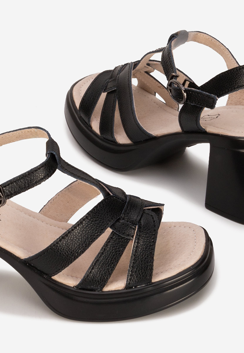 Sandale cu toc gros Rafalya negre