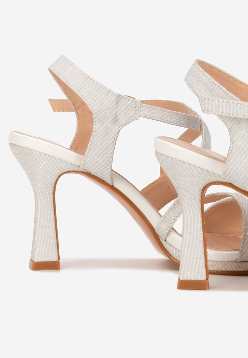 Sandale cu toc Evonne albe