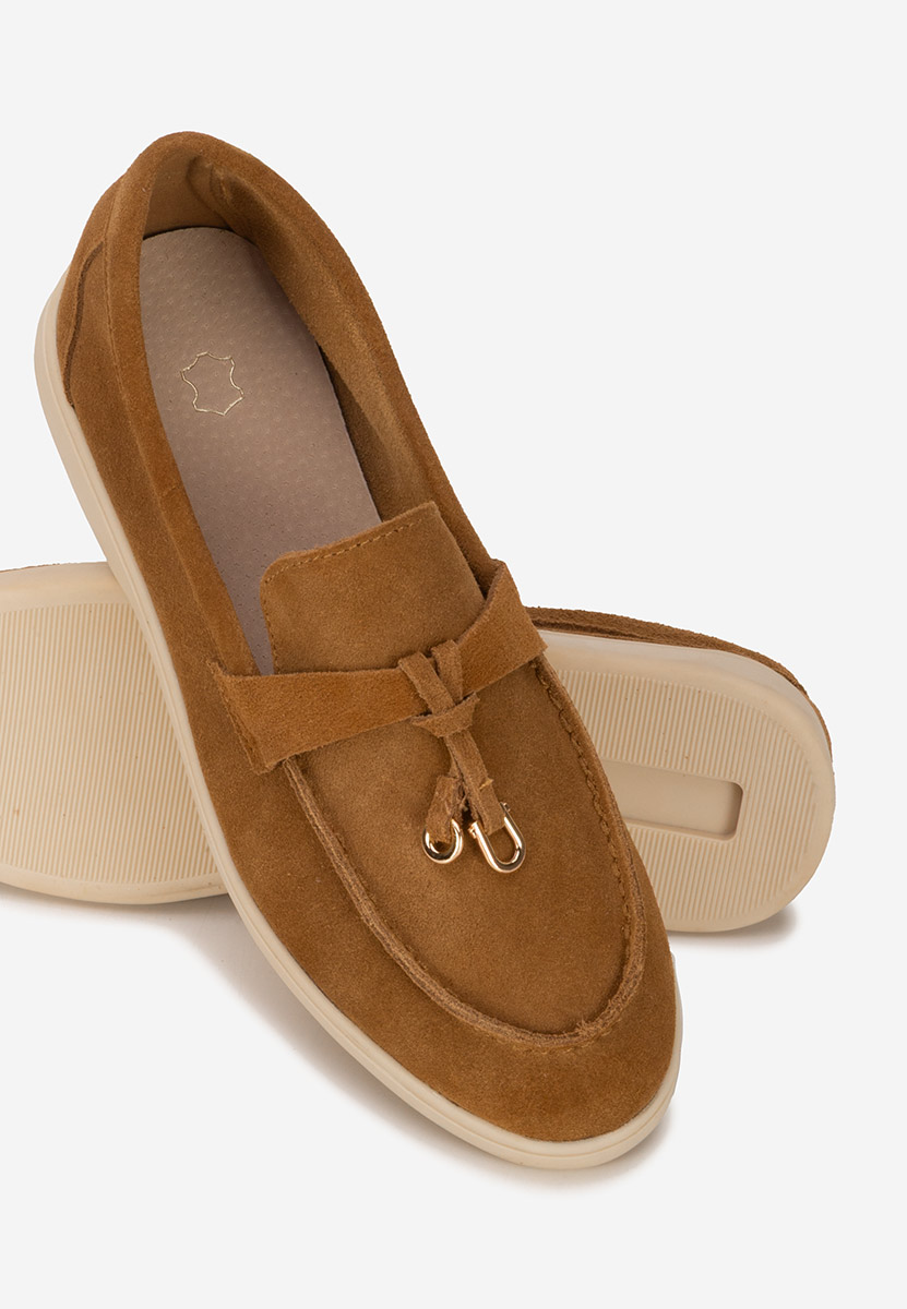 Mocasini piele intoarsa Ortansa camel