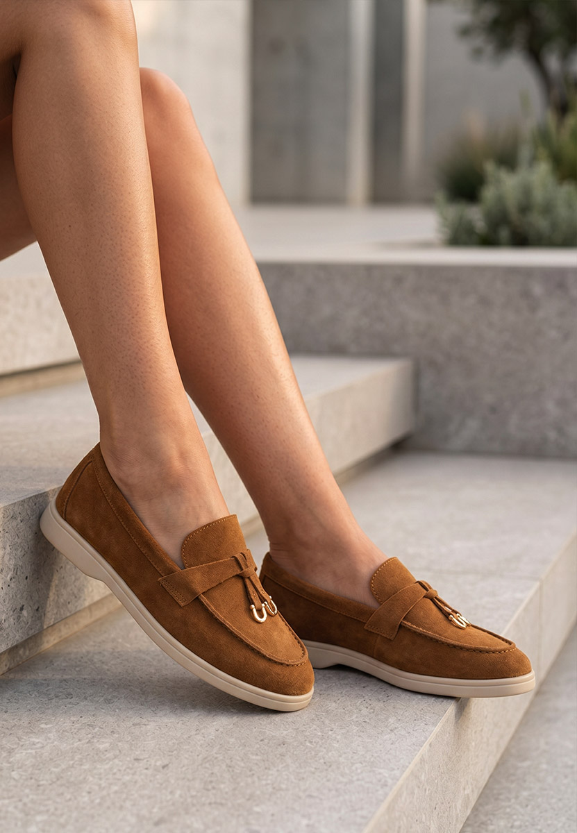 Mocasini piele intoarsa Ortansa camel
