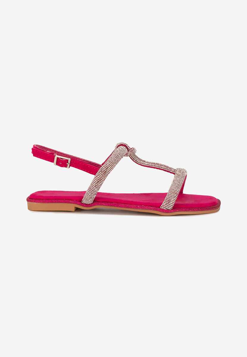 Sandale cu pietricele fara toc Larionia fucsia