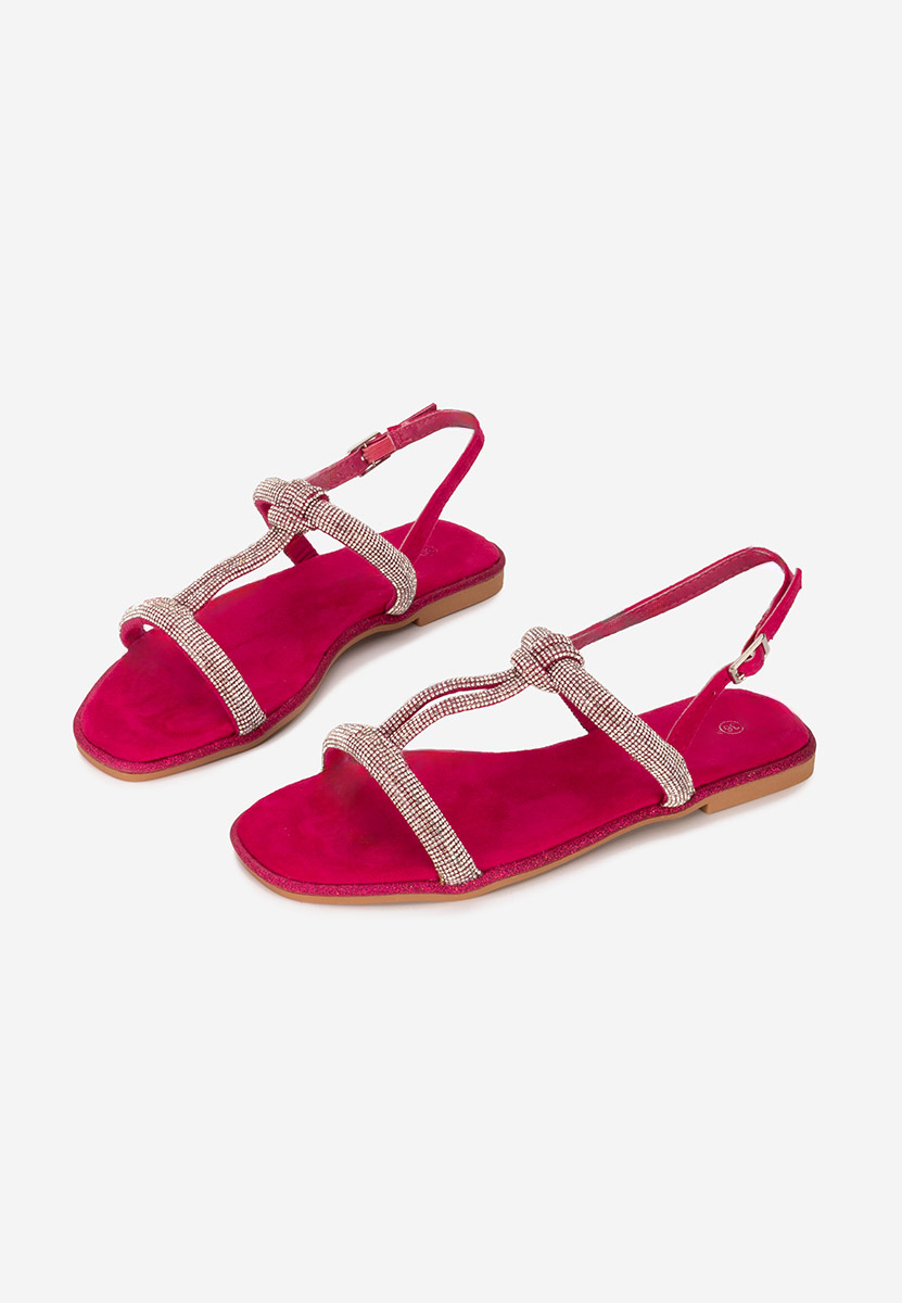 Sandale cu pietricele fara toc Larionia fucsia