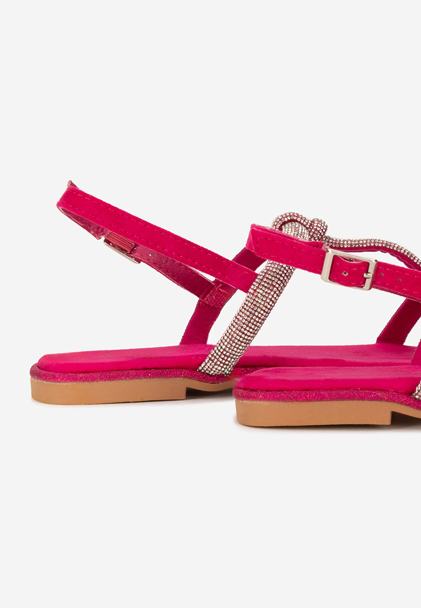 Sandale cu pietricele fara toc Larionia fucsia