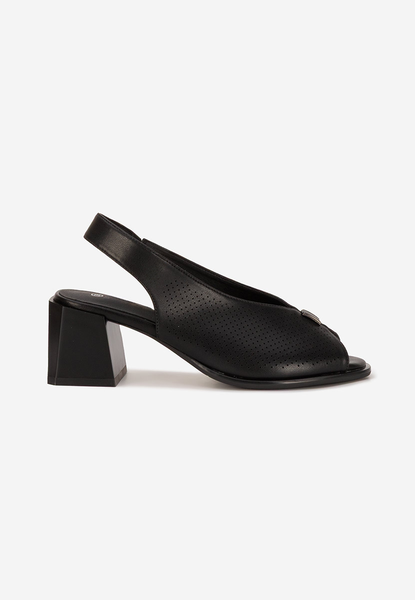 Sandale cu toc gros Heliena negre