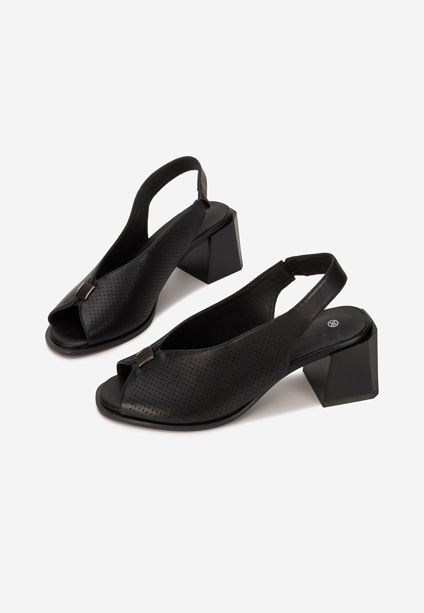 Sandale cu toc gros Heliena negre