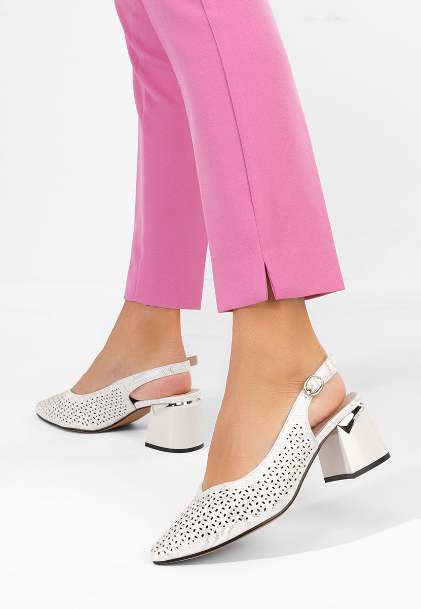 Pantofi slingback Evadiora albi