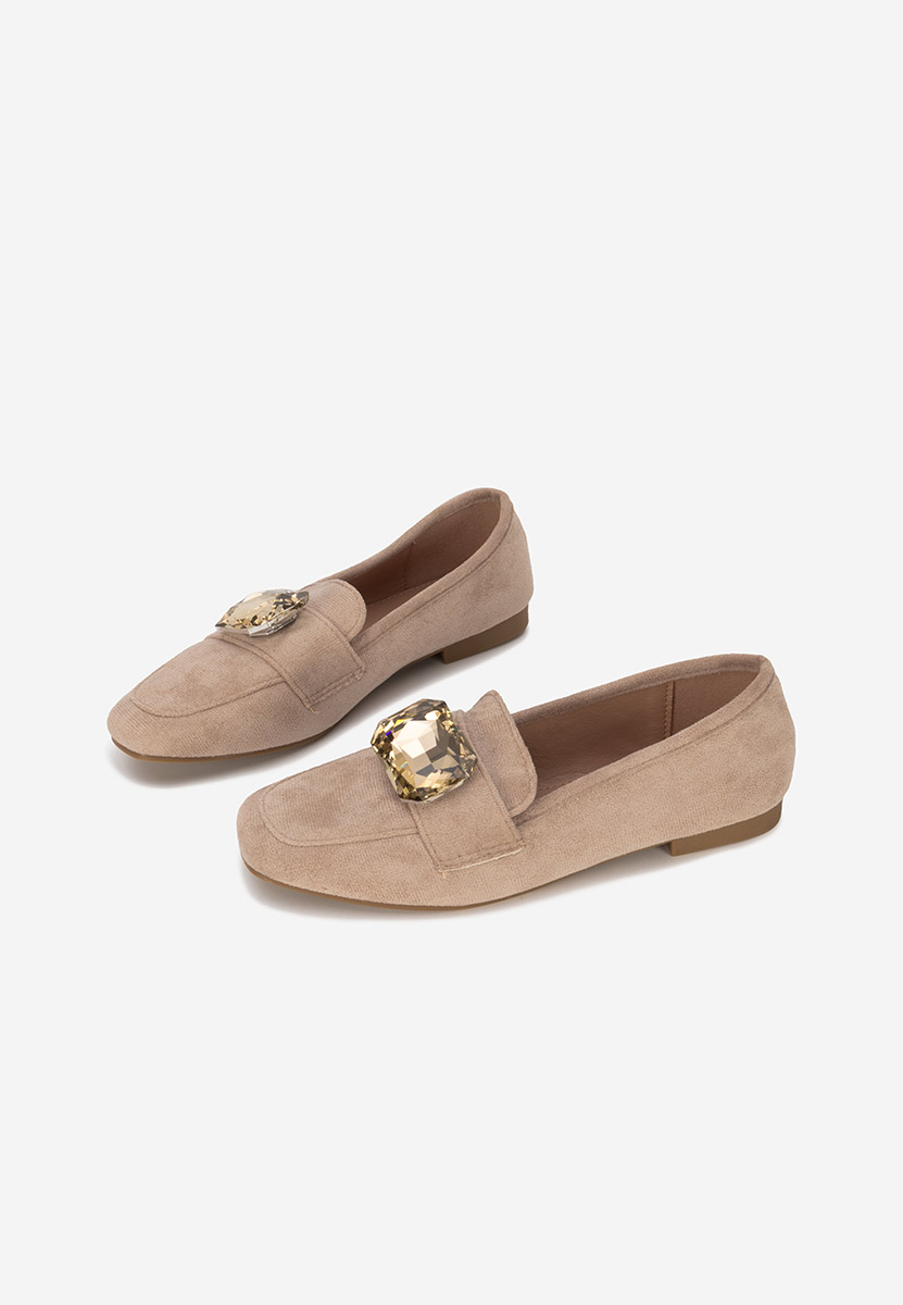 Mocasini piele intoarsa Olimia kaki