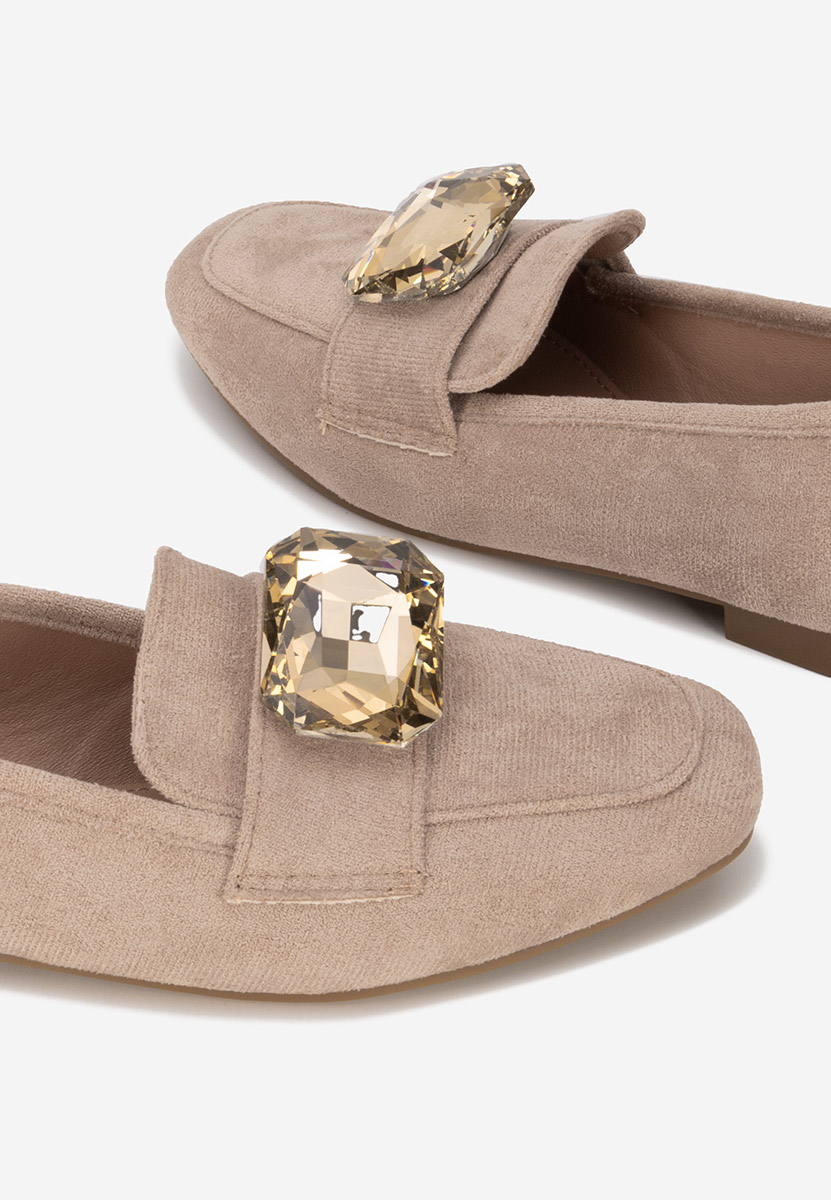 Mocasini piele intoarsa Olimia kaki