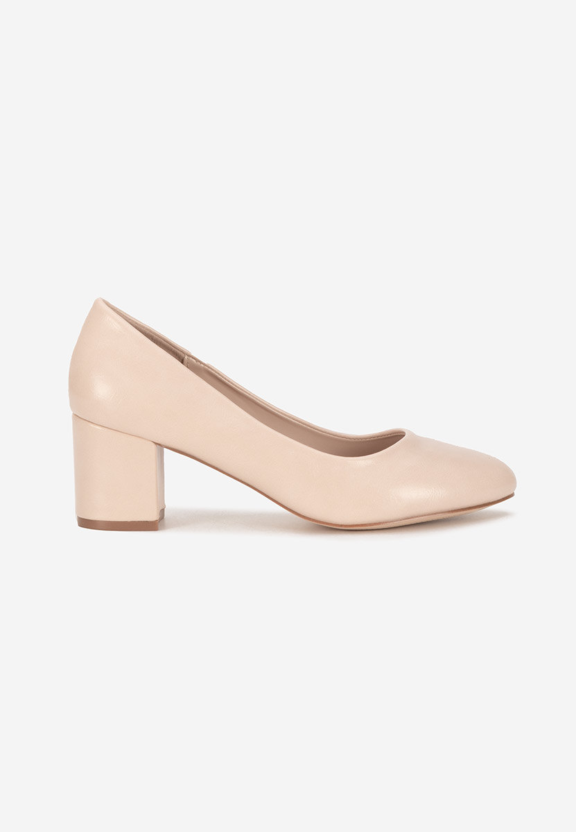 Pantofi cu toc gros Selinay bej