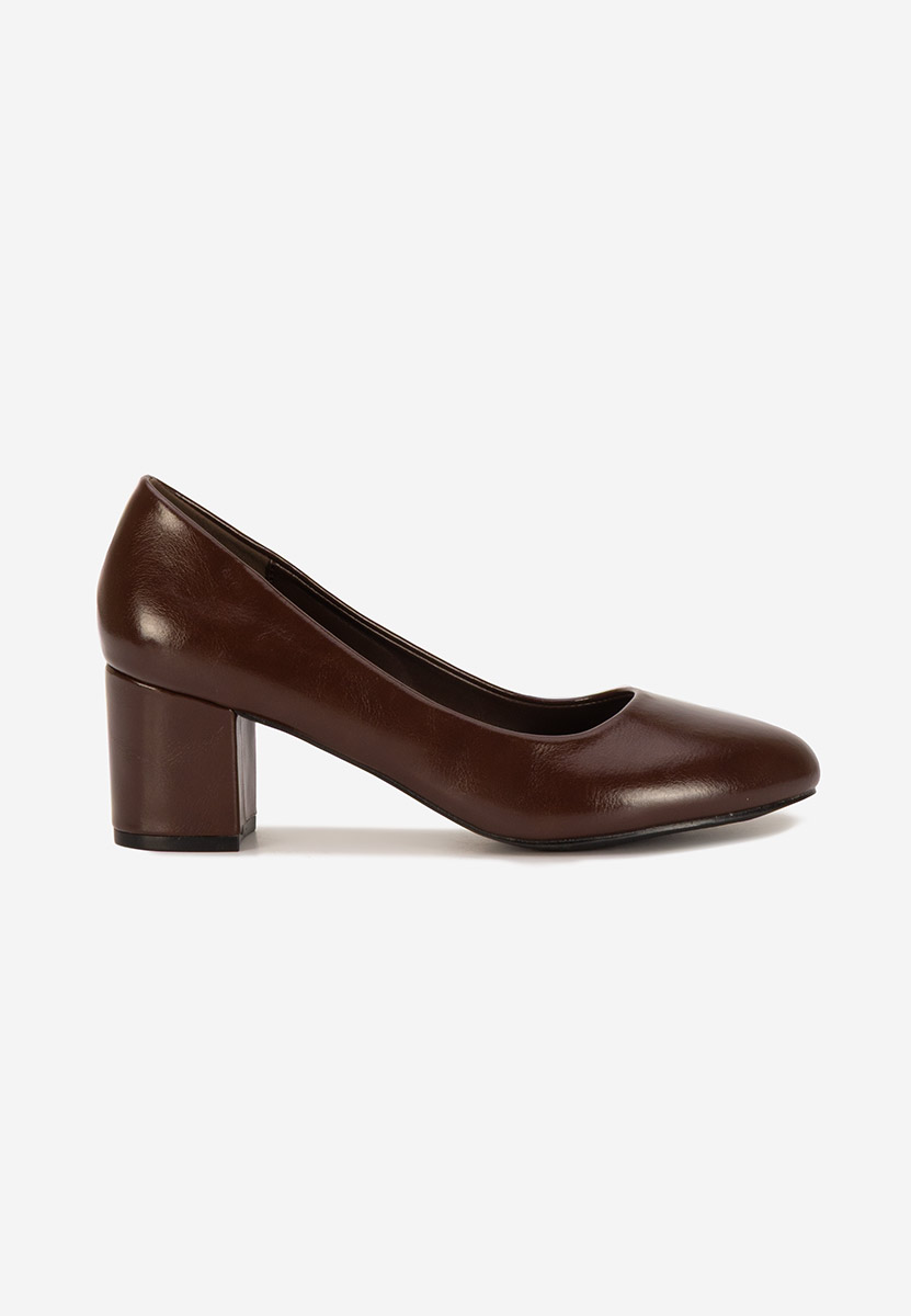 Pantofi cu toc gros Selinay maro