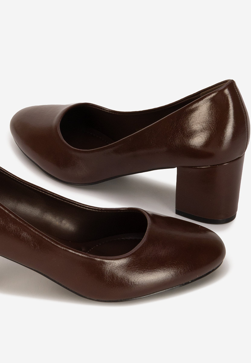 Pantofi cu toc gros Selinay maro